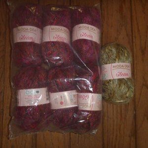 Moda Dea Gleam Mohair Blend Yarn Colors 6 Rubelite & 1 Smoky Quartz